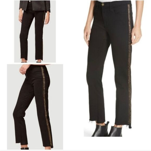 Frame Le High Straight Glitter stripe jeans - Picture 1 of 4